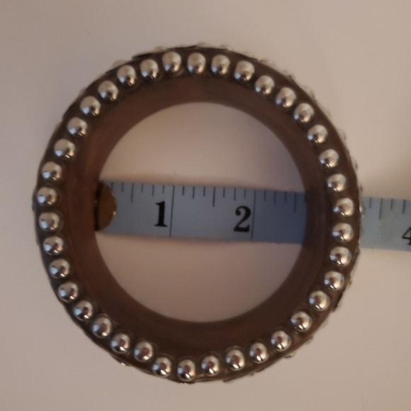 3 Wooden Bangles 14k Gold, Genuine Stones Inlayed - Picture 8 of 8